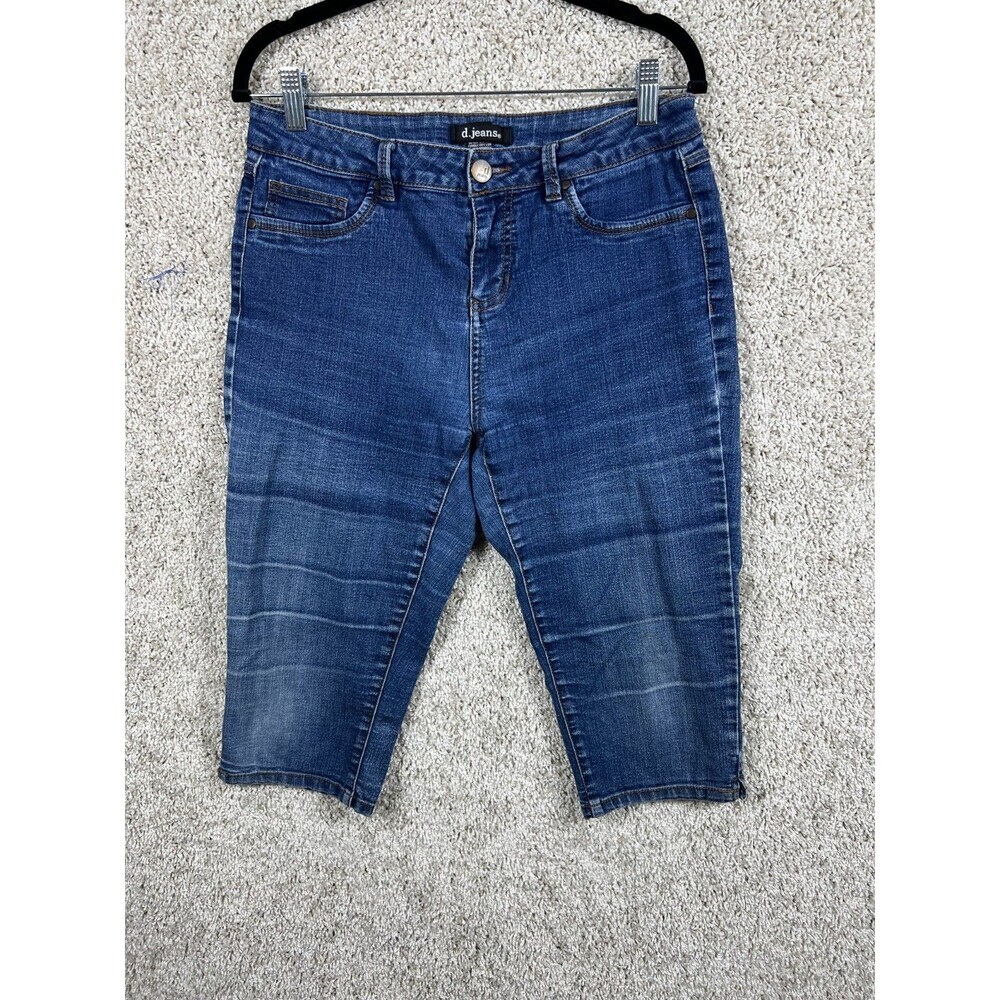 d. jeans Women’s Denim Bermuda Shorts Blue Mid Rise Stretch Casual Knee Length